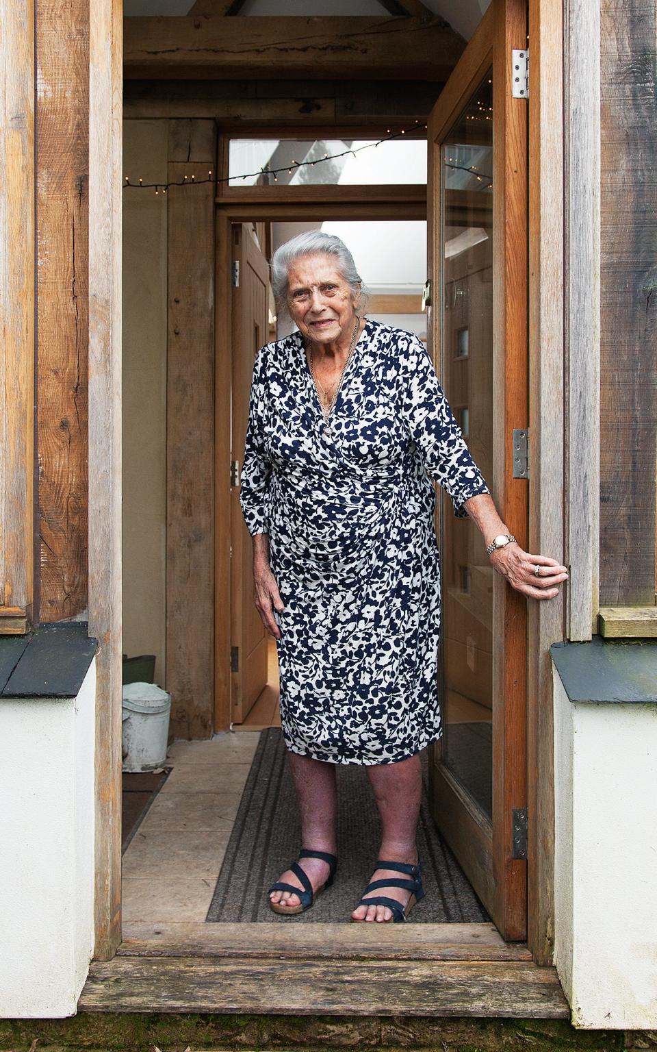 Barbara at the front door of her annexe  - Credit: AJ Levy