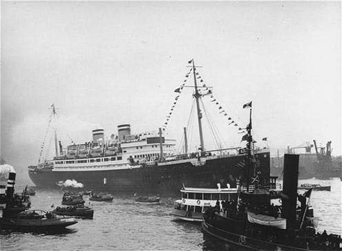 <span class="caption">The St Louis set off from Hamburg in 1939 with 900 Jewish refugees. </span> <span class="attribution"><a class="link " href="https://en.wikipedia.org/wiki/MS_St._Louis#/media/File:StLouisHavana.jpg" rel="nofollow noopener" target="_blank" data-ylk="slk:Wikimedia Commons;elm:context_link;itc:0;sec:content-canvas">Wikimedia Commons</a></span>