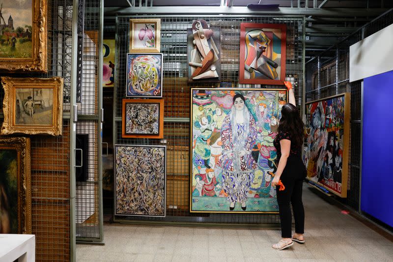 Artwork in the Tel Aviv Museum of Art in Tel Aviv is protected from possible damages caused by rocket attacks