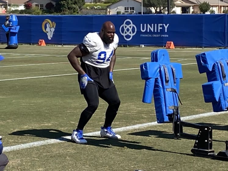 A'Shawn Robinson works out on his own hoping to make his debut with the Rams soon.