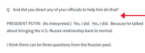 A White House transcript of the press conference omits the first part of Jeff Mason&#39;s question to President Putin.