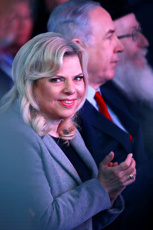 Israeli Prime Minister Benjamin Netanyahu and his wife Sara attend an inauguration ceremony for a fortified emergency room at the Barzilai Medical Center in Ashkelon, southern Israel, February 20, 2018. REUTERS/Amir Cohen