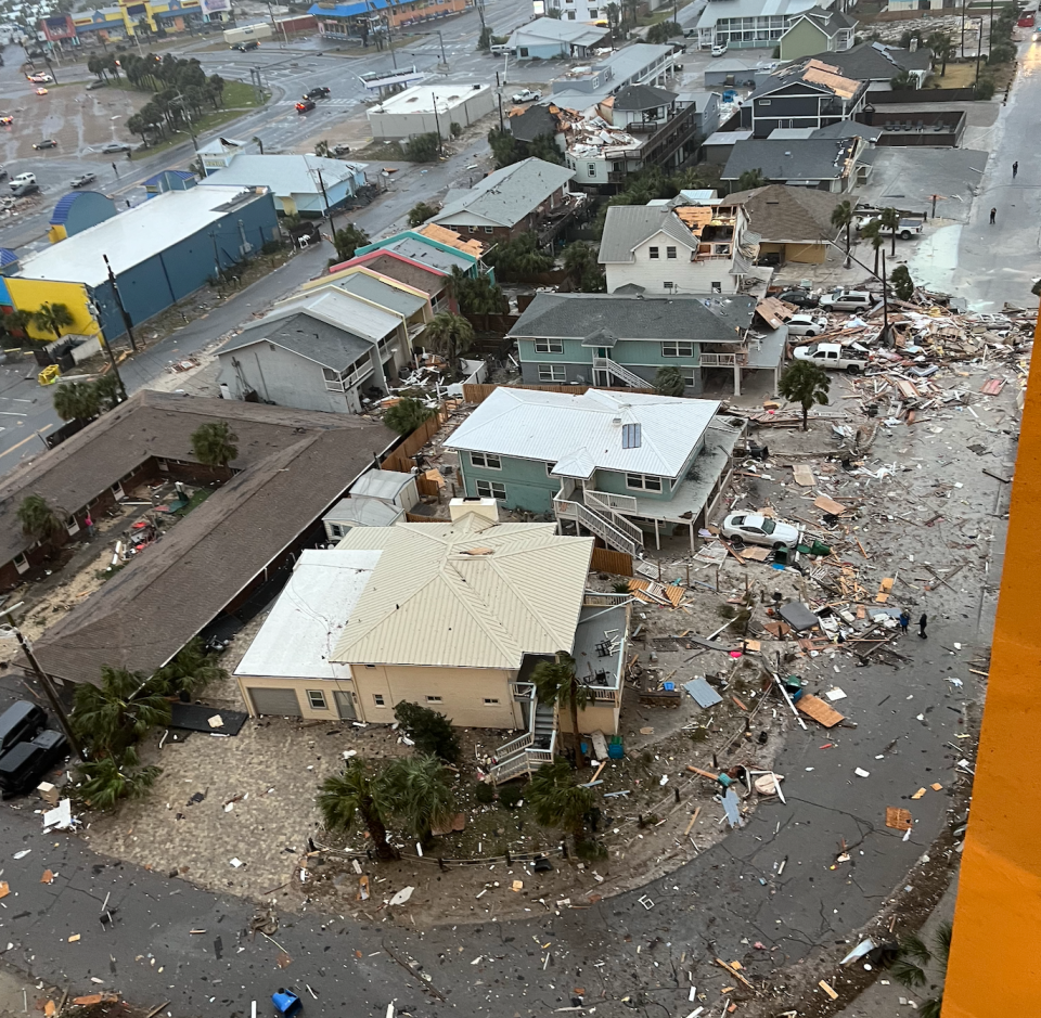 Storm damage seen in Panama City Beach, Florida, on Jan. 9, 2024.