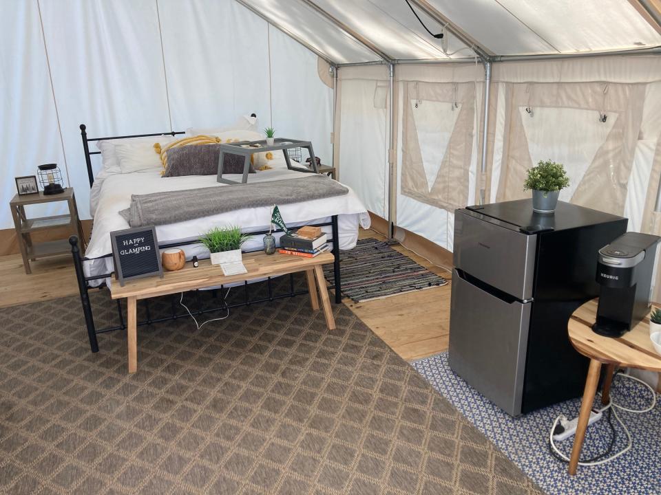 Interior of Timberline family glamping tent.