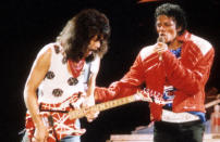 Following the success of ‘The Girl Is Mine’ and ‘Billie Jean’, ‘Beat it’ was released as the album’s third single in 1983. Quincy Jones encouraged Jackson to come out with a rock song which was written as an antidote to Jackson’s disco tracks. Inspired by The Knack’s hit ‘My Sharona’, both Quincy and Michael recruited legendary rock guitarist Eddie Van Halen from Van Halen to perform a solo on the track. Something he did for FREE!