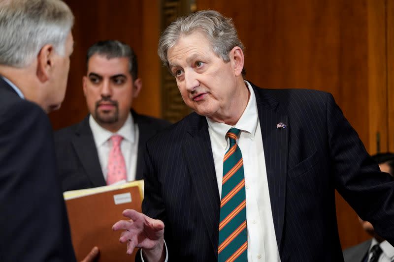 Senator John Kennedy (R-LA) speaks before a hearing with judicial nominees before the Senate Judiciary Committee on Capitol Hill in Washington