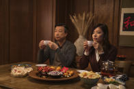 This image released by Netflix shows Tzi Ma, left, and and Christine Ko in a scene from "Tigertail." (Sarah Shatz/Netflix via AP)