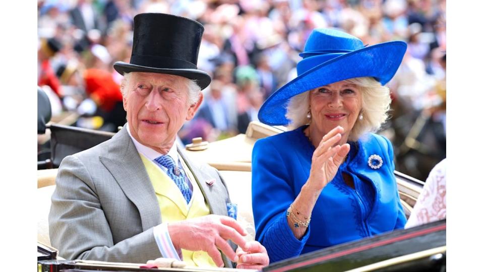 The King and Queen in carriage procession at Royal Ascot