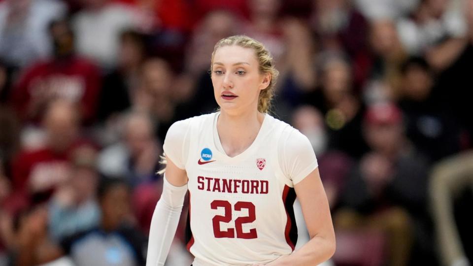 PHOTO: Stanford forward Cameron Brink against Norfolk State during the first half of a first-round college basketball game in the women's NCAA Tournament in Stanford, Calif., March 22, 2024. (Godofredo A. Vã¡squez/AP)