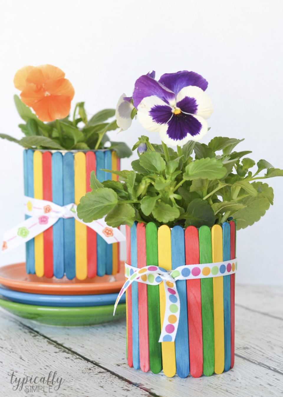 17) Craft Stick Flower Pots