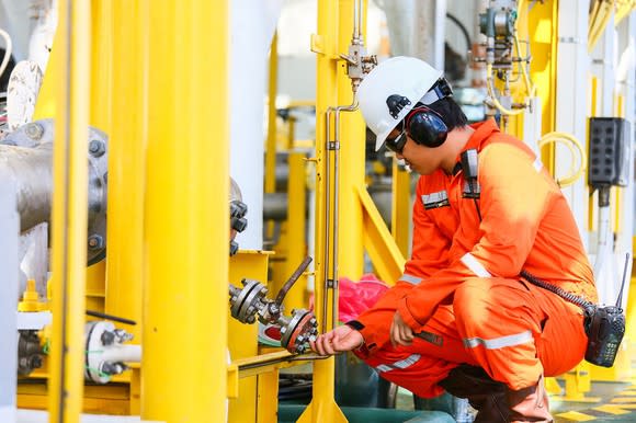 Worker on an offshore oil rig.