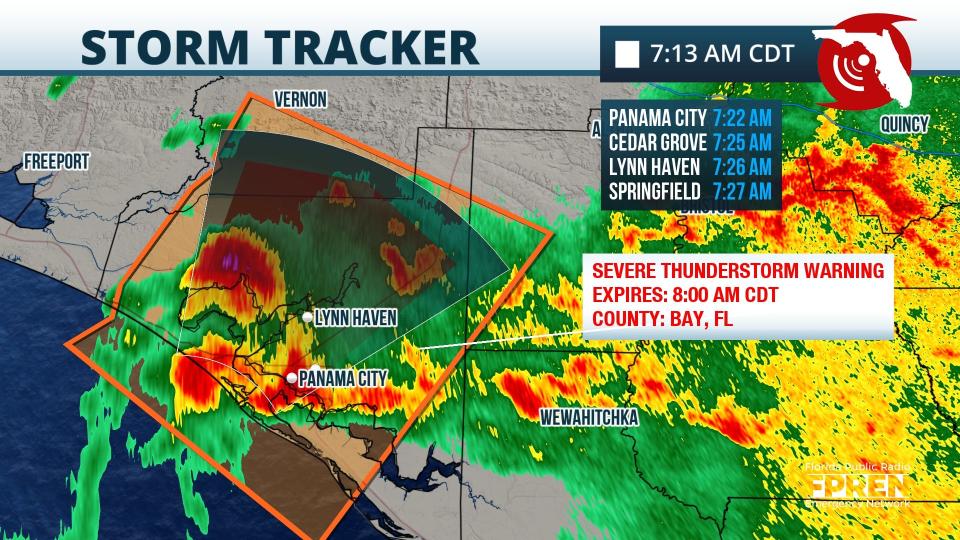 Severe thunderstorm capable of producing tornado moving through Bay County.