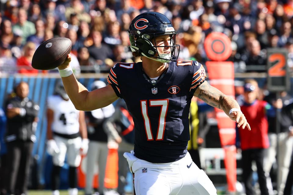 Bears quarterback Tyson Bagent threw for 162 yards and a touchdown in a win over the Raiders and gets the start again in Week 8 against the Chargers.