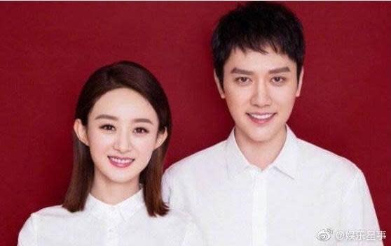 趙麗穎（左）跟馮紹峰（右）於2018年結婚，隔年3月誕下兒子。（翻攝自娛樂星事微博）