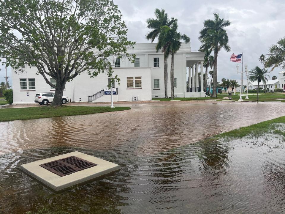 Everglades City Hall is surrounded by water June 12, 2024.