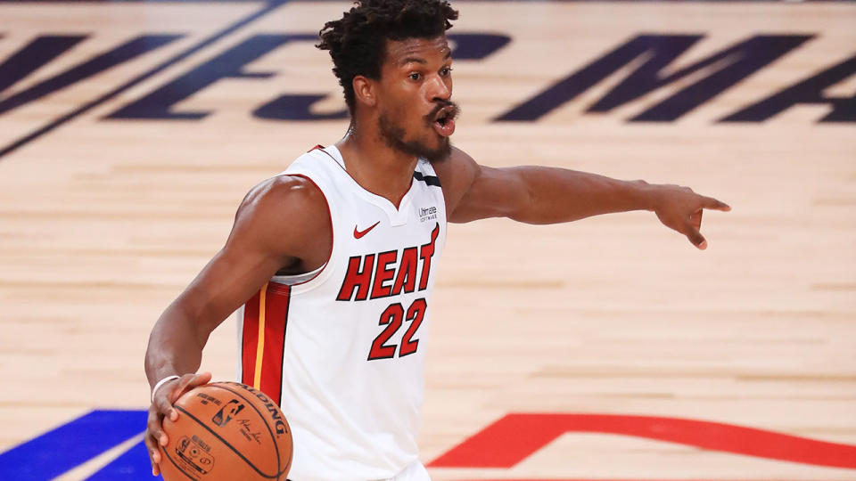 Jimmy Butler, pictured here in action for the Miami Heat in Game 5 of the NBA Finals.