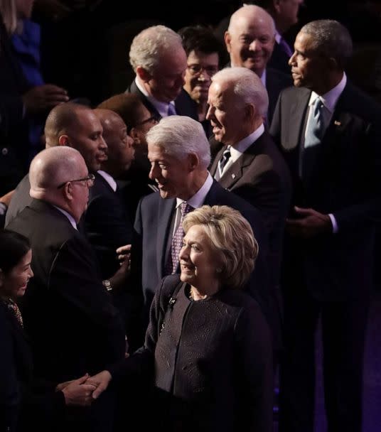 PHOTO: Former first lady Hillary Clinton, former President Bill Clinton, former Vice President Joe Biden and former President Barack Obama arrive at the funeral service for Rep. Elijah Cummings at New Psalmist Baptist Church, Oct. 25, 2019 in Baltimore. (Chip Somodevilla/Getty Images)