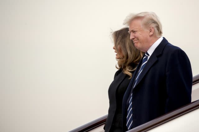 President Donald Trump, right, and first lady Melania Trump