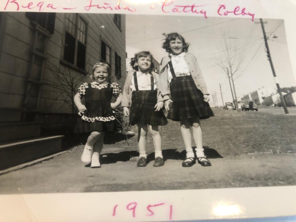 Kendra Gay Sprague Kersey, left, is 3 in this 1951 photo with cousins Linda Colby, center, and Kathy Colby, right. They are in front of the quadruplex where Kendra lived with her family at 205 Circuit Road in Portsmouth's Wentworth Acres, now the site of Osprey Landing.