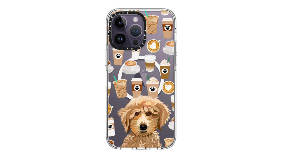 Poodle coffee clear phone case for unique dog breed lovers. (Photo: Casetify)