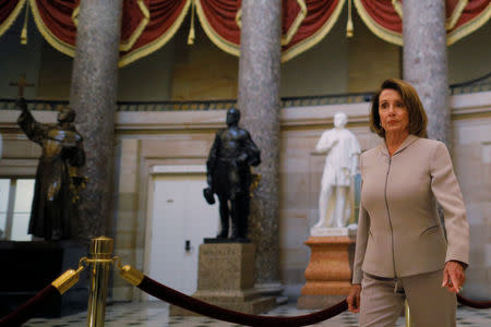 House Minority Leader Nancy Pelosi (D-CA) walks to a television interview in the U.S. Capitol in Washington, U.S., January 2, 2019. REUTERS/Brian Snyder