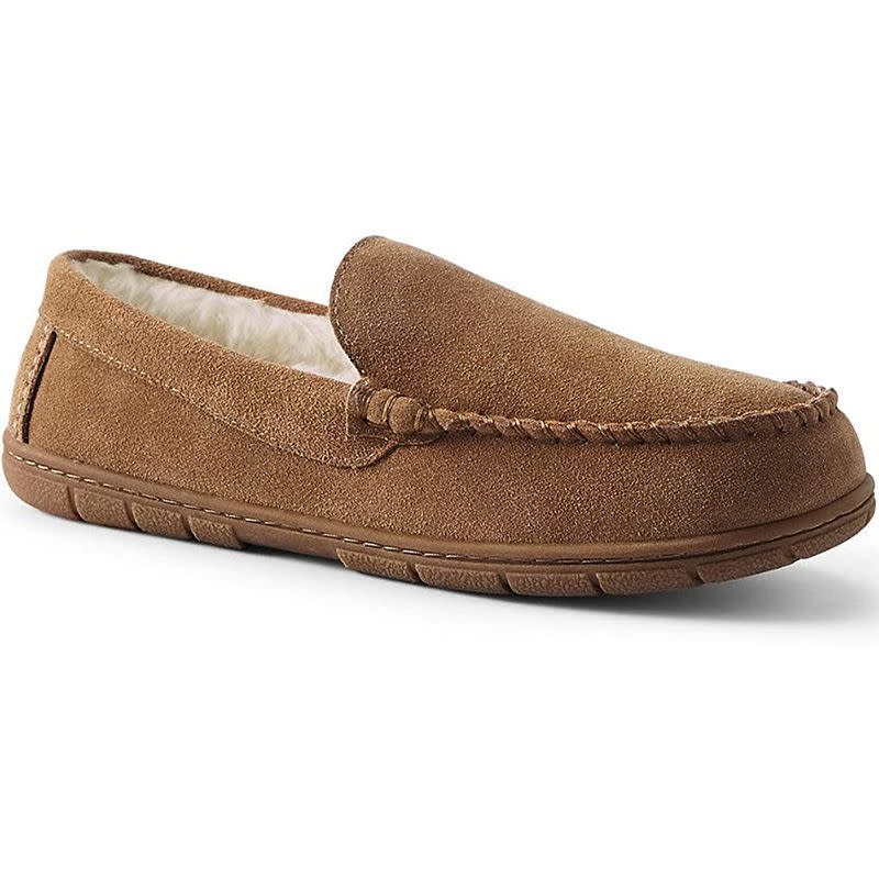 12) Lands' End Men's Suede Leather Moccasin Slippers
