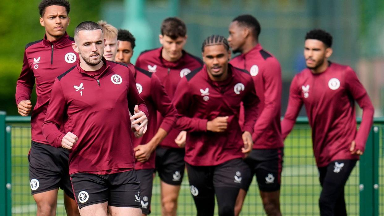Aston Villa players in training