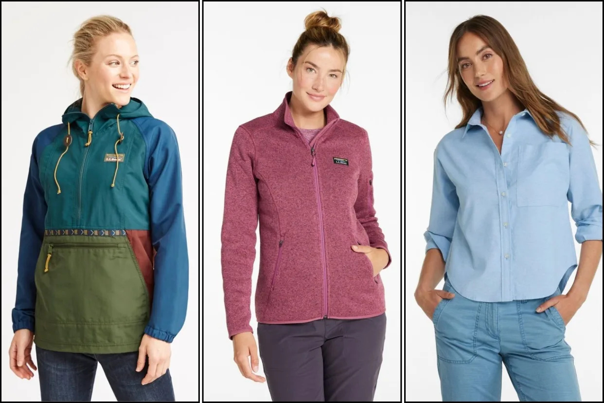 three models wearing  L.L.Bean sale styles