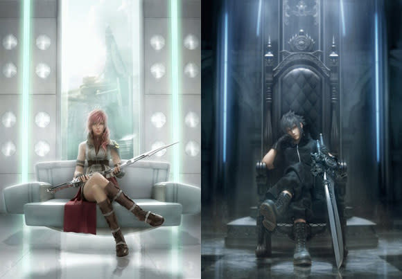 Lightning and Noctis on the first Final Fantasy XIII and Final Fantasy Versus XIII promo [Image by Square Enix]