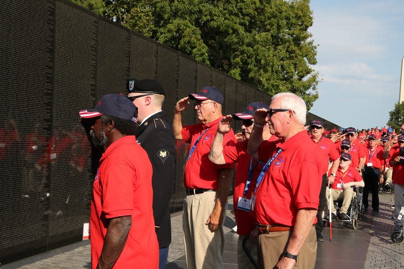 Veterans from the Lubbock area visit the Vietnam Memorial Wall in Washington, D.C. on the 2019 Texas South Plains Honor Flight.