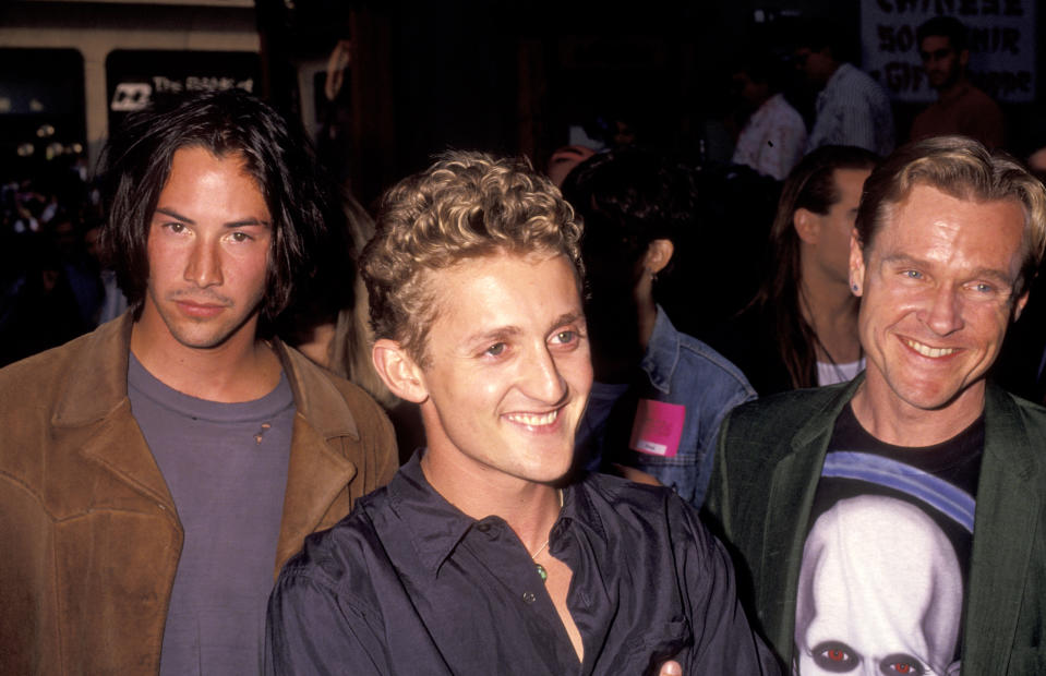 Keanu Reeves, Alex Winter, and William Sadler during "Bill & Ted's Bogus Journey" Hollywood Premiere at Hollywood Palladium in Hollywood, California, United States. (Photo by Ron Galella/Ron Galella Collection via Getty Images)