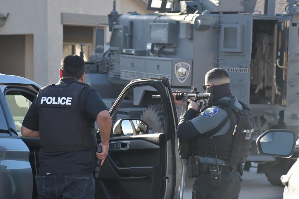 Socorro police raid a suspected migrant trafficking stash house on Flor Celosia Drive on Wednesday.