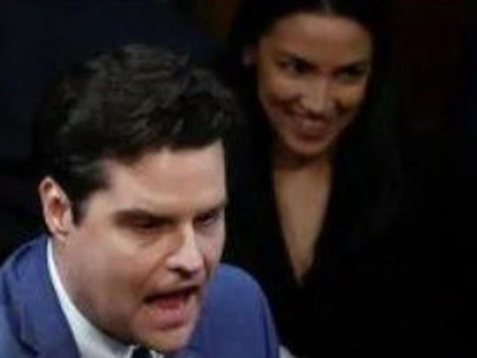 Alexandria Ocasio-Cortez has emerged as an unlikely defender of Matt Gaetz (Twitter/Olivia Julliana)