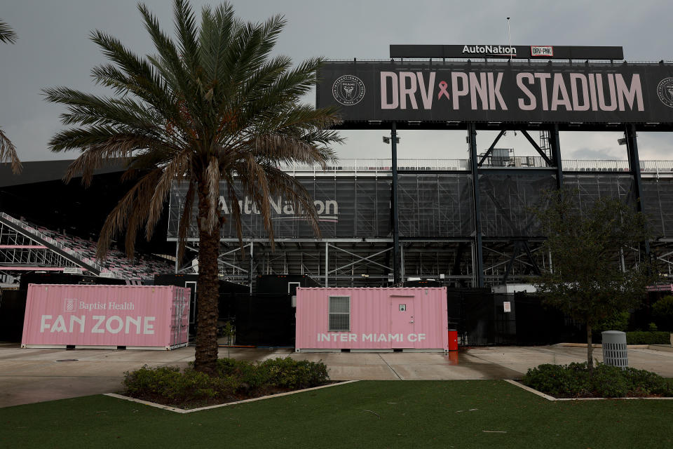 FORT LAUDERDALE, FLORIDA - JUNE 07: The DRV PNK stadium where the professional soccer team Inter Miami plays games on June 07, 2023 in Fort Lauderdale, Florida. Reports indicate the team has signed Argentine legend Lionel Messi as a free agent. (Photo by Joe Raedle/Getty Images)