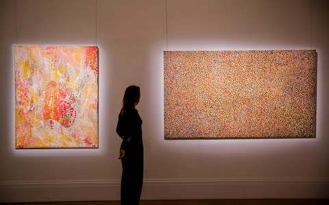 Paintings by Emily Kame Kngwarreye at a recent Sotheby's auction