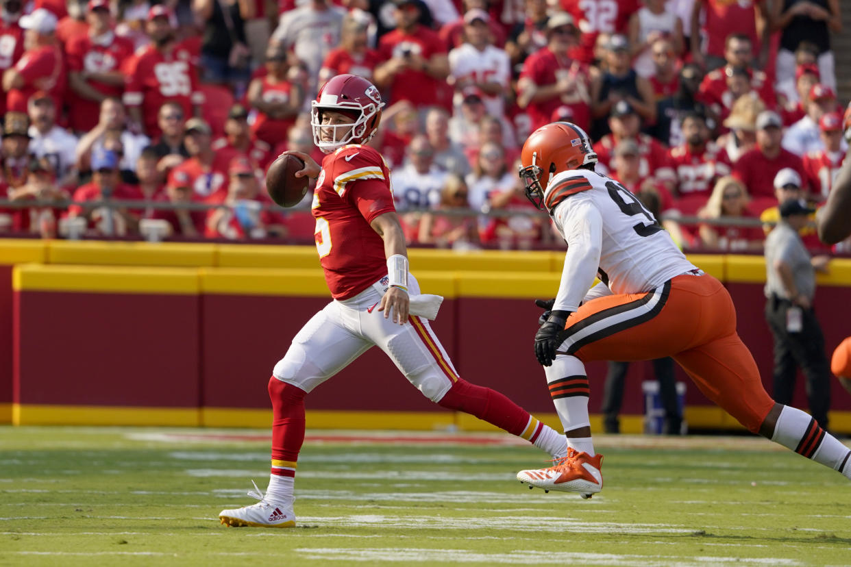 Kansas City Chiefs quarterback Patrick Mahomes rallied his team to a Week 1 win. (AP Photo/Ed Zurga)