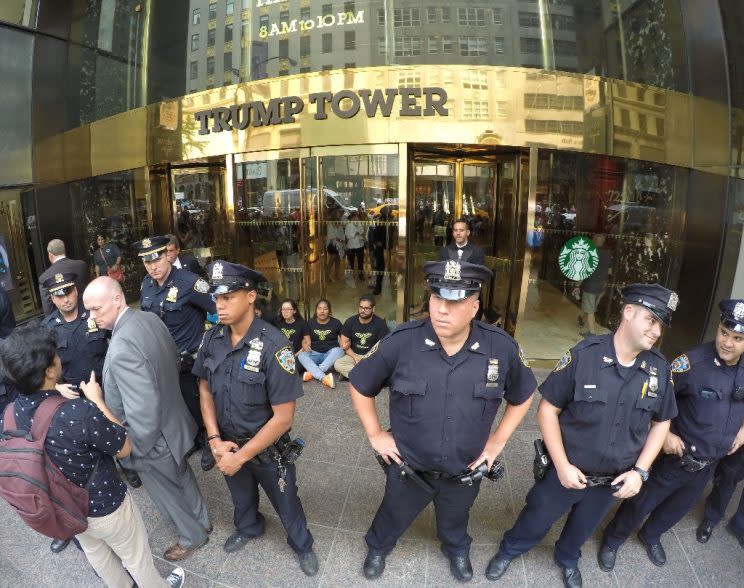 President-elect Donald Trump avoided reporters as he left Trump Tower for the first time in days. (Photo: William Edwards/AFP)