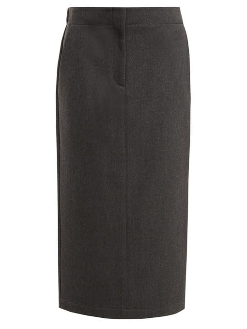 Elasticated-back wool-blend skirt