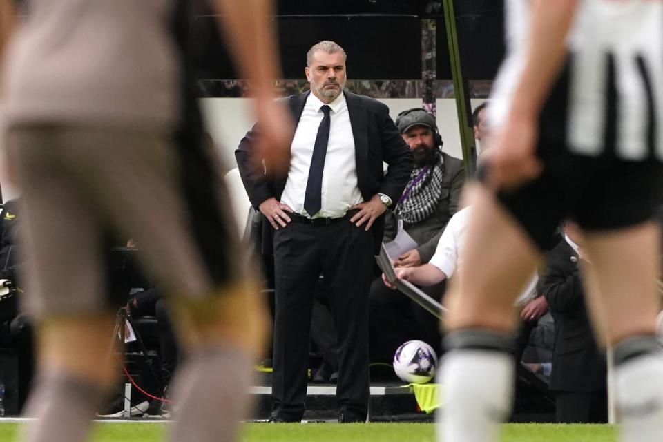 Tottenham boss Ange Postecoglou watches on at Newcastle <i>(Image: PA)</i>