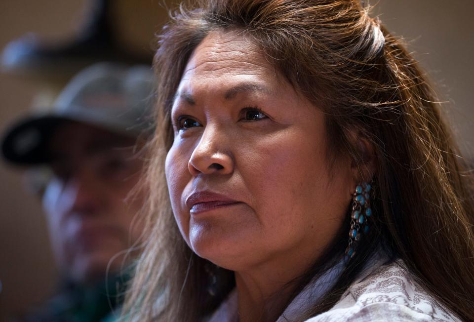 A portrait of Grace Antone taken July 7, 2019, in her home  in Whitegrass, Arizona.