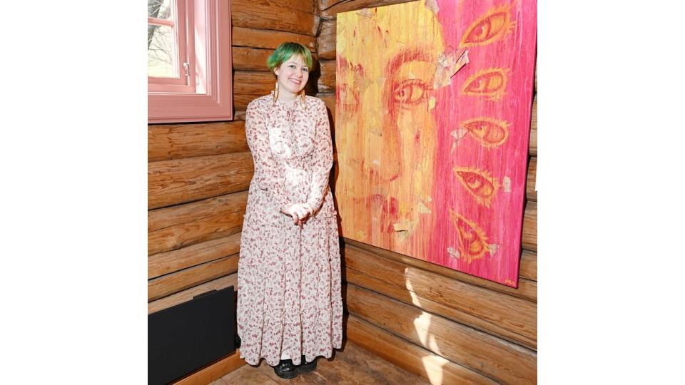 Maud Behn at her art exhibition