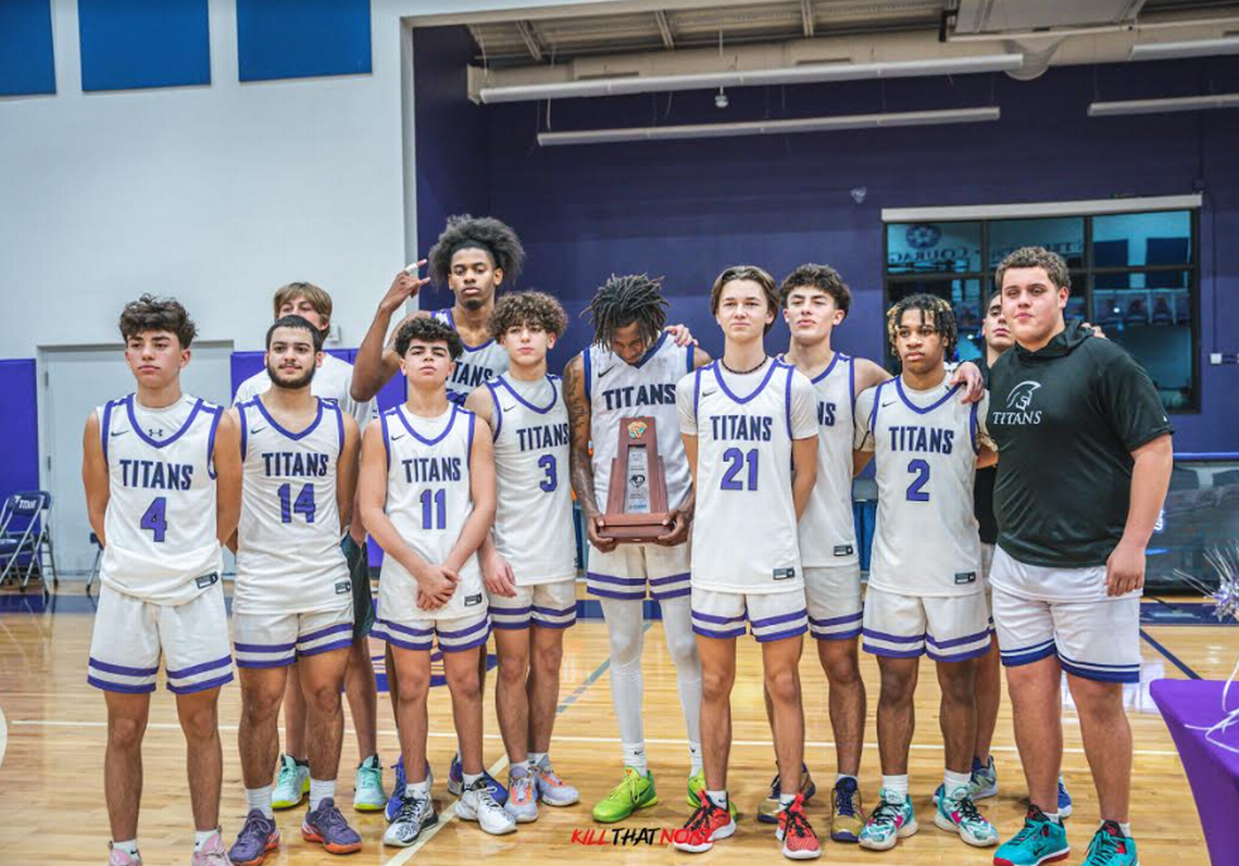 The True North boys’ basketball team won consecutive district titles.