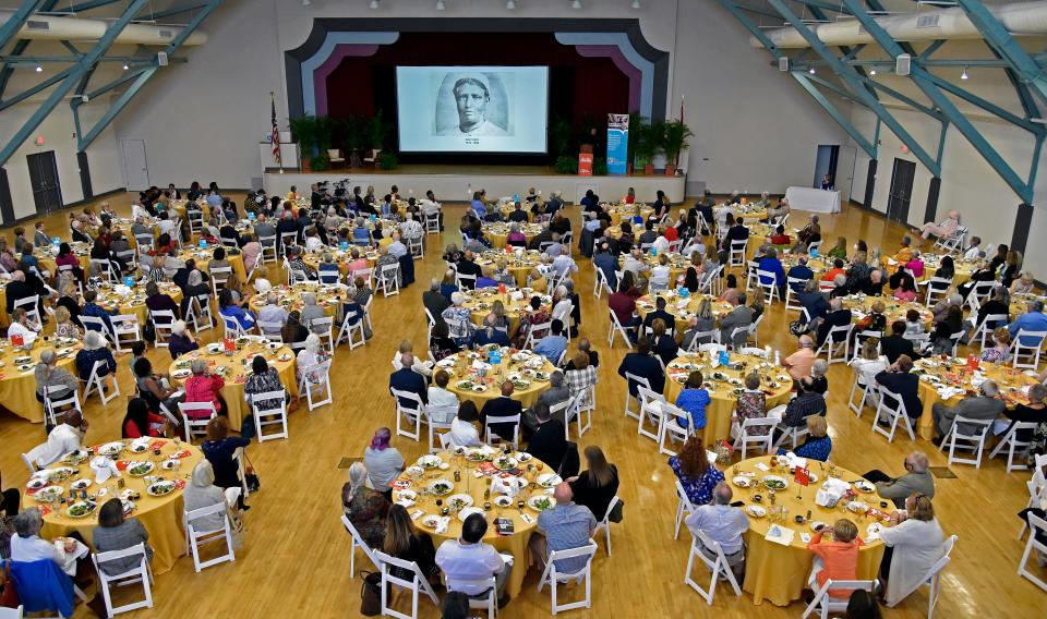Dr. Henry Louis Gates, Jr, speaks during the 10th Anniversary "Love Our Libraries" Author Luncheon at the Municipal Auditorium in Sarasota on Feb. 3, 2022.