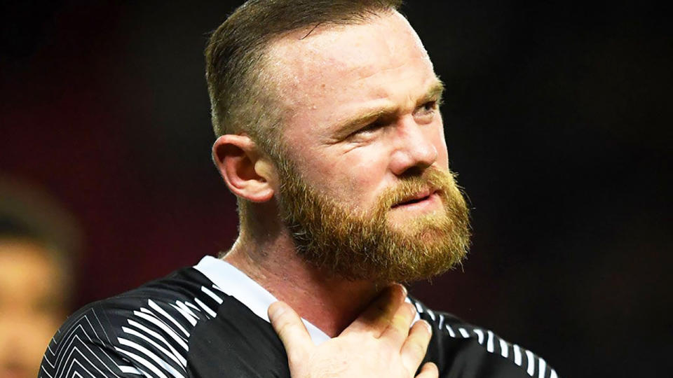 Wayne Rooney, pictured here in action for Derby County.