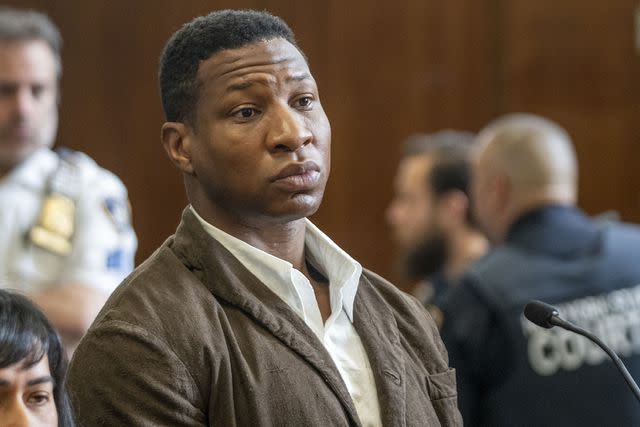 <p>AP Photo/Steven Hirsh, Pool</p> Jonathan Majors is seen in court during a hearing in his domestic violence case, Tuesday, June 20, 2023 in New York.