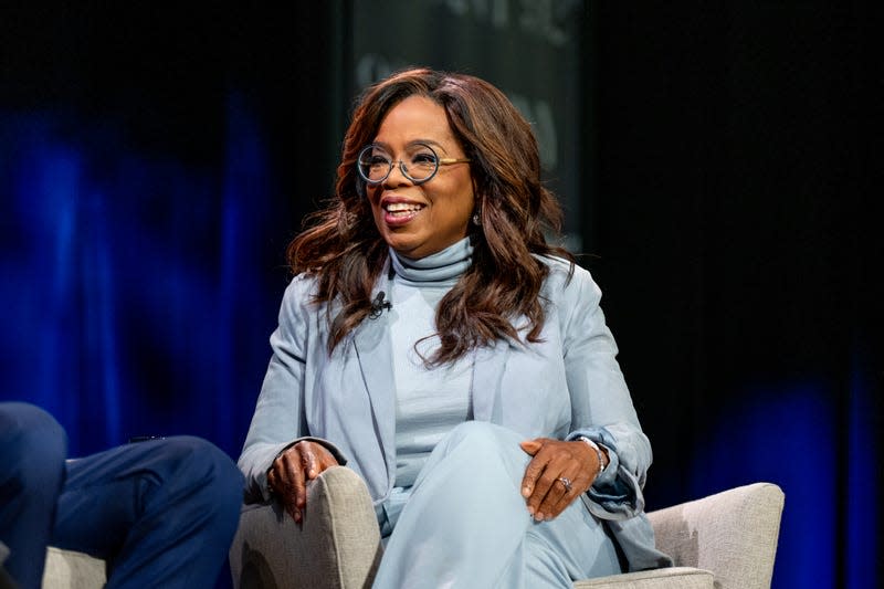 NEW YORK, NEW YORK - SEPTEMBER 12: Oprah Winfrey with George Stephanopoulos and Arthur C. Brooks discuss “Build The Life You Want” at The 92nd Street Y, New York on September 12, 2023 in New York City. 