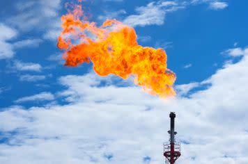 Flaring natural gas.