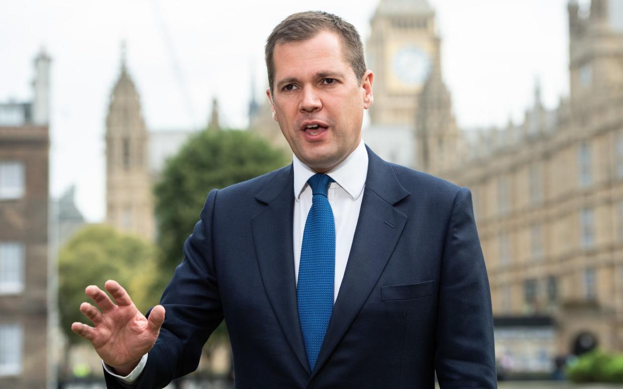 Robert Jenrick, the Tory leadership candidate, is pictured in Westminster on August 28