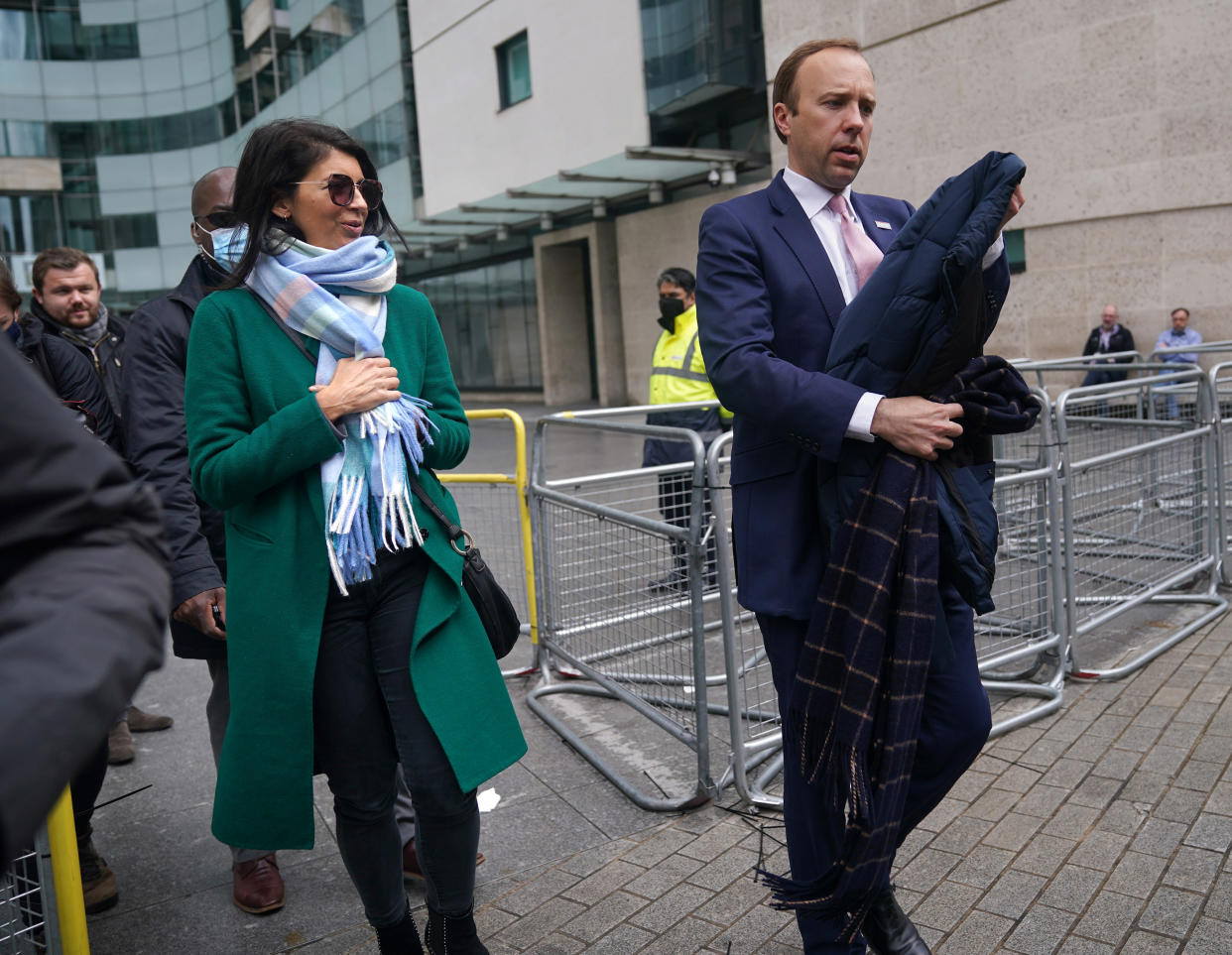 Gina Coladangelo and Matt Hancock pictured on 16 May. (PA)