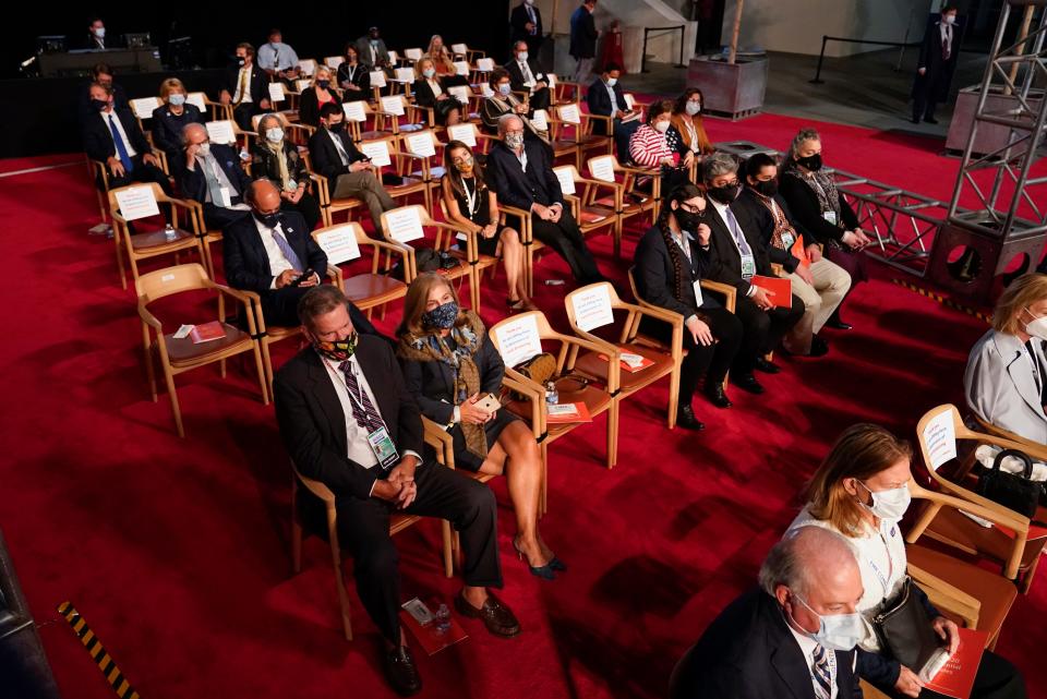 Guests for the first presidential debate were spaced out and required to wear masks.